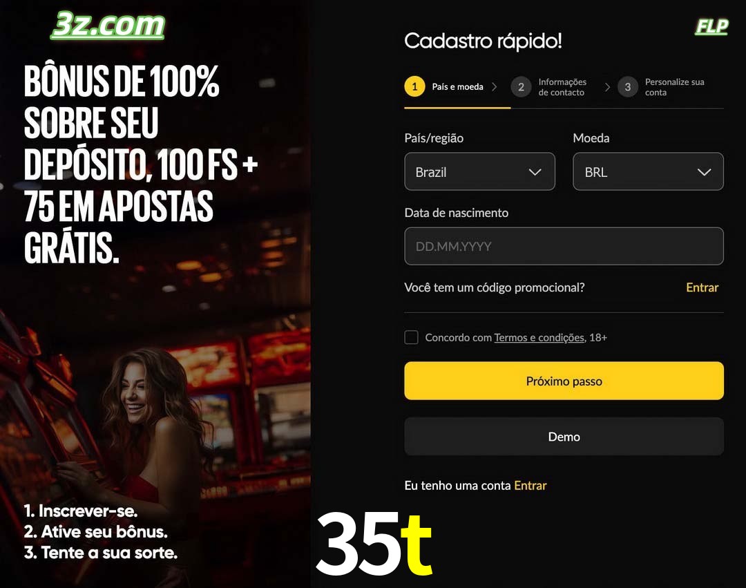 35t registro oficial cassino online Brasil com bônus de depósito e free spins