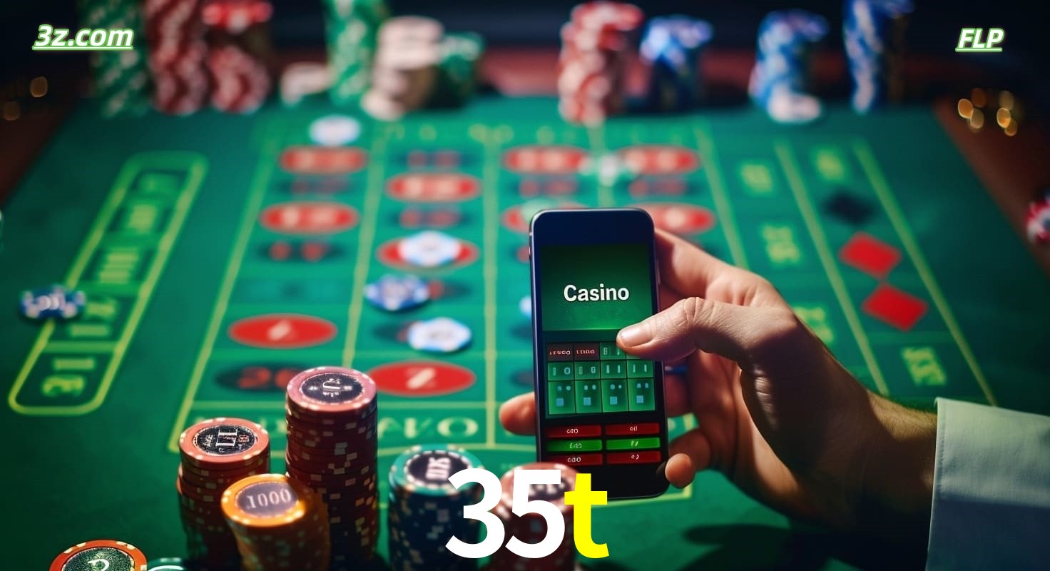 Cassino online móvel 35t com apostas em roleta e fichas de pôquer